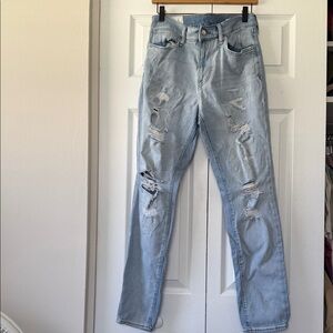 H&M Light Blue Ripped Straight Jeans